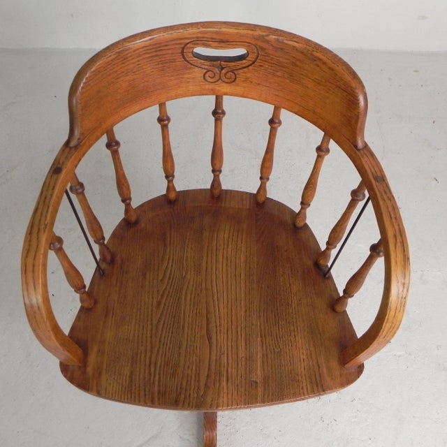 Height-Adjustable Oak Swivel Office Chair, 1930s For Sale - Image 17 of 18