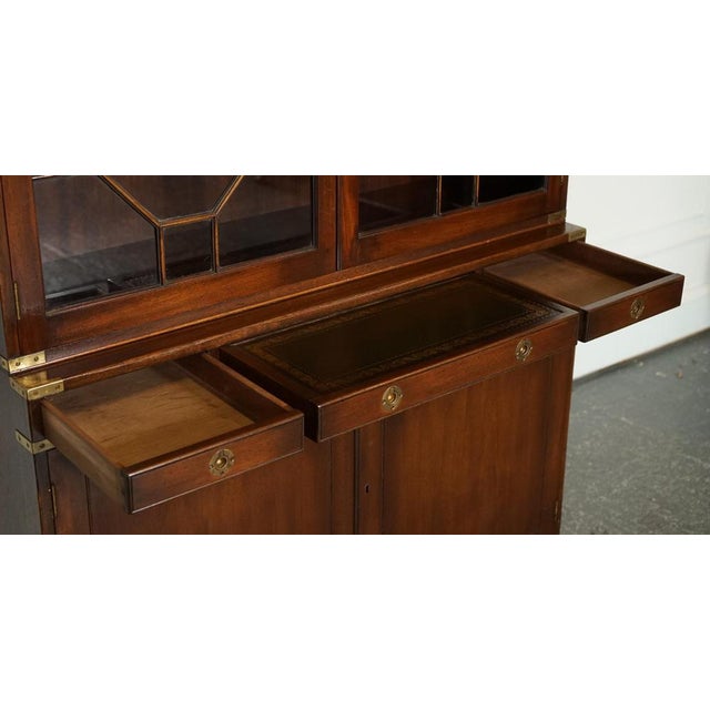 Metal Vintage Bevan Funnell Military Campaign Astral Glazed Library Display Cabinet For Sale - Image 7 of 18