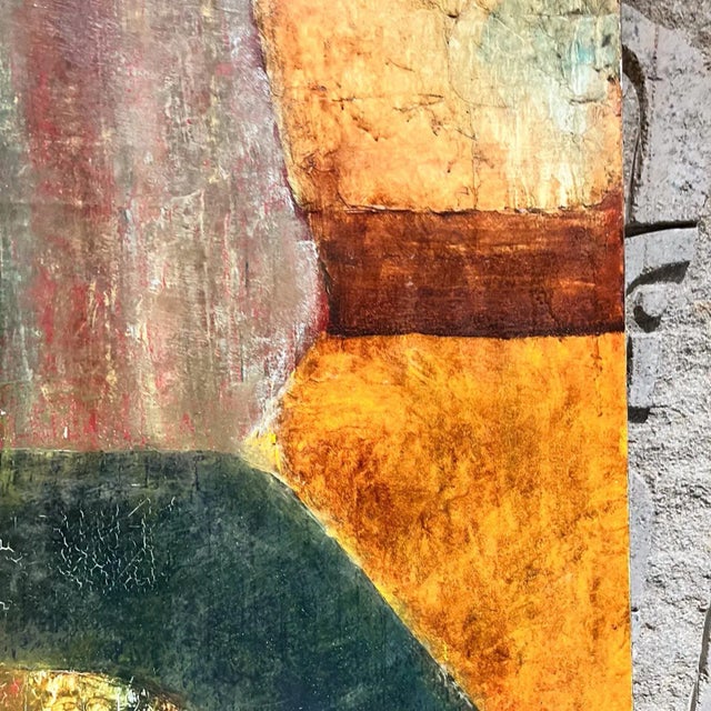 1988 Abstract Cubist Original Oil Painting on Canvas C. Martin Tschaen For Sale - Image 10 of 12