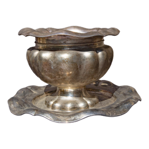 Italian Art Nouveau Punch Bowl Hand Chased Silver Plate Early 20th Century