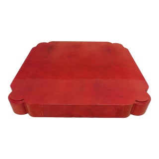 1970's Sharp Blood Orange Goatskin Coffee Table For Sale
