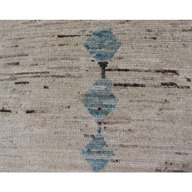 Cream Tribal Modern Rug by Keivan Woven Arts, Cream & Lt Blue 5'9 X 9'3 For Sale - Image 8 of 13