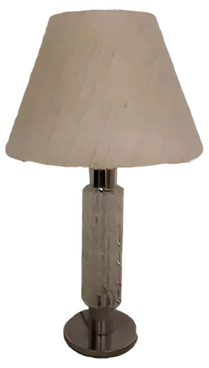 Chromed Metal Table Lamp with Relief Glass, 1970s