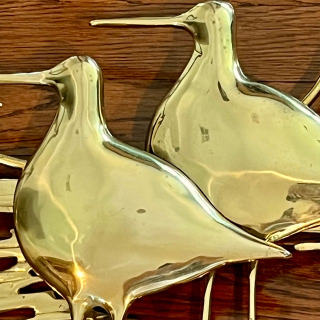 1980 MCM Bijan Bahar Brass Wall Art Sculpture Nantucket Sandpipers or Shorebirds For Sale - Image 12 of 18