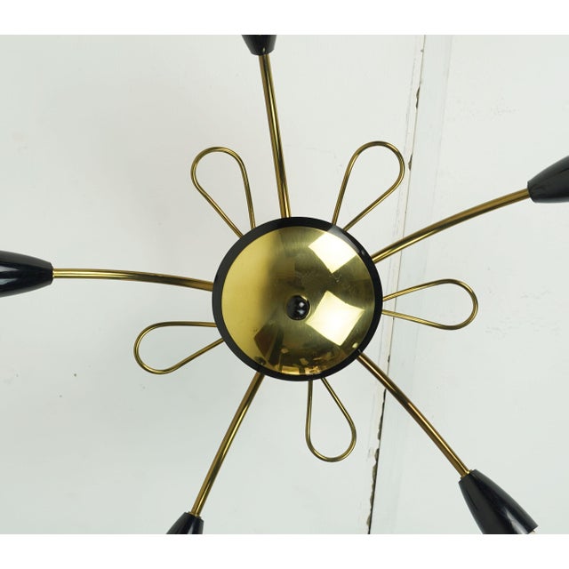 1950s Mid-Century Sputnik Spider Ceiling Lamp in Brass, Metal and Plastic, 1950s For Sale - Image 5 of 14