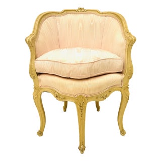 70's Vintage Louis XV Style French Corner Chair Soft Pink For Sale