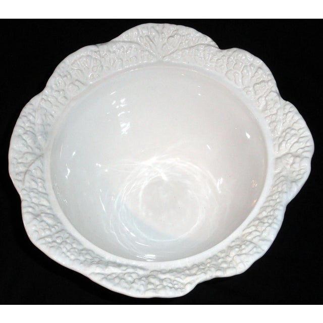 Vintage MCM Jay Willfred for Andrea by Sadek Majolica White Cabbage Leaf Tureen For Sale In Phoenix - Image 6 of 6