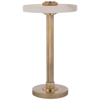 Visual Comfort Signature Aran 9" Rechargeable Accent Lamp in Hand-Rubbed Antique Brass and Alabaster For Sale