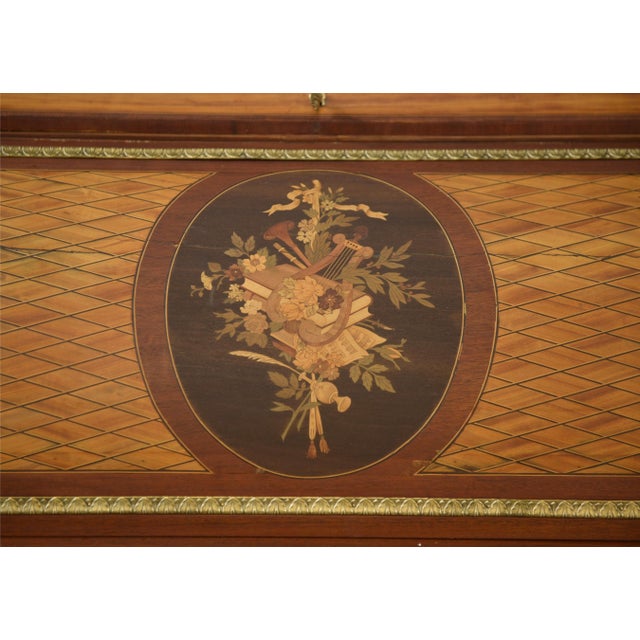 Napoleon III Louis XVI Style Marquetry Cylinder Desk For Sale - Image 3 of 18