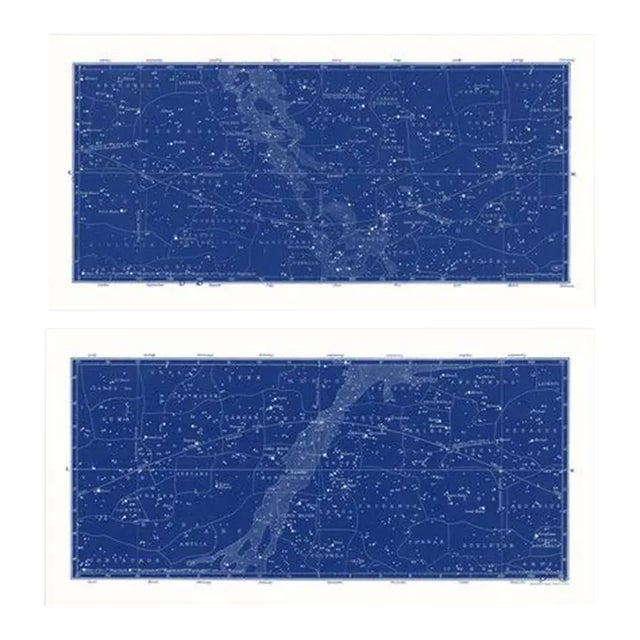 Nautical Constellation Map Prints - A Pair 30" X 60" For Sale