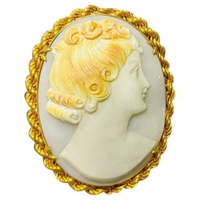20th Century Oval Pendant in Yellow Gold Cameo in 18k, 1920s For Sale - Image 10 of 10
