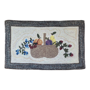 Fruit Basket - Hand Hooked by Designer - 100% Wool / Linen Backing