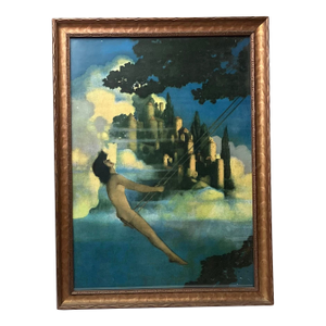 1920s Maxfield Parrish Art Deco Print Dinky Bird Framed
