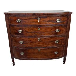 A Fine Antique Mahogany Sheraton Bow Front Chest of Drawers, Philadelphia, Circa 1810 For Sale