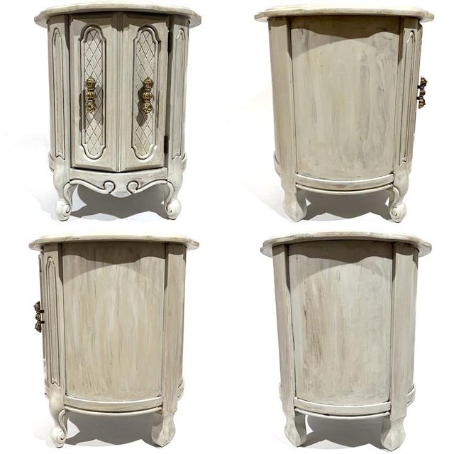 Vintage French Cylinder Shaped Nightstands Painted French Gray - A Pair For Sale - Image 12 of 14