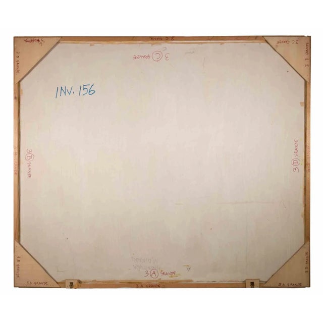 Striped composition is a contemporary artwork realized by Leo Guida in 1970s. Mixed colored oil painting on board Includes...