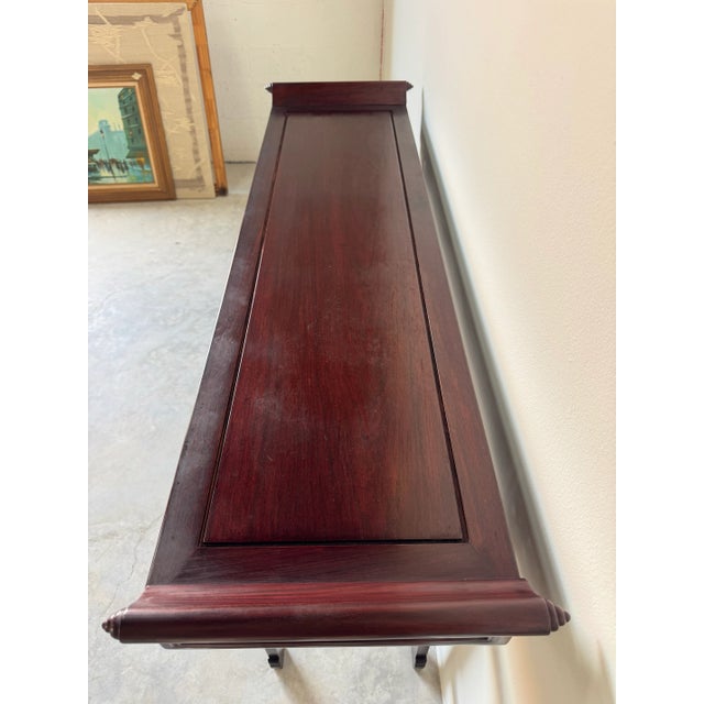 Vintage Chinese Rosewood Altar Console Table – Scroll Top With Hand-Carved Dragon Apron/Sold For Sale - Image 9 of 12