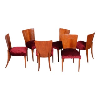 Vintage Art Deco Chairs in Walnut by J. Halabala for Up Závody, Czech, 1940s, Set of 6 For Sale