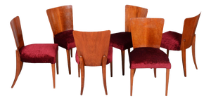 Vintage Art Deco Chairs in Walnut by J. Halabala for Up Závody, Czech, 1940s, Set of 6
