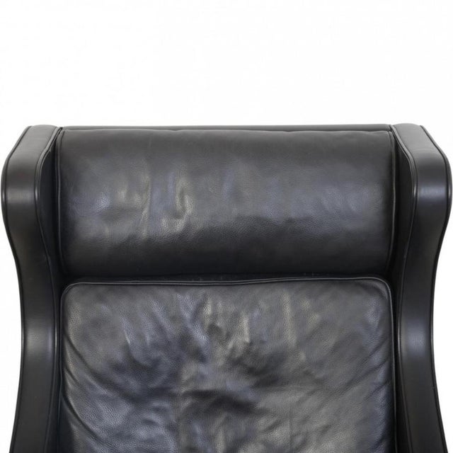 2204 Wing Chair in Black Leather by Børge Mogensen, 2020 For Sale - Image 3 of 16