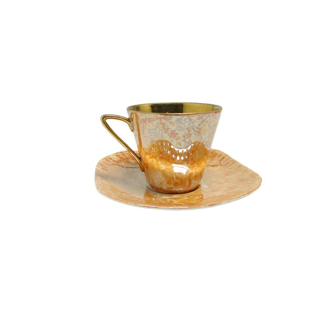 Postmodern Art Deco Coffee Cup & Saucer from Ćmielów, Poland, 1960s, Set of 2 For Sale - Image 3 of 9