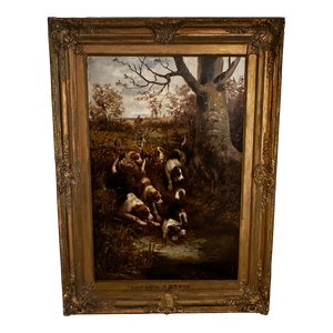 Large Hunt Scene Painting With Dogs by Arthur Alfred Davis