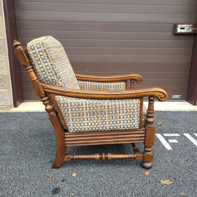 Ethan Allen Royal Charter Collection Carved Oak Lounge Chair & Ottoman