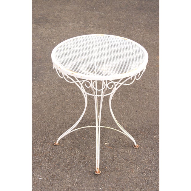 Traditional Vintage Wrought Iron Round Outdoor Garden Accent Table For Sale - Image 3 of 12