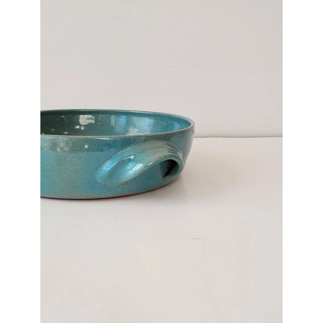 Tiffany Blue Mid-Century Scheier Signed Pottery Dish For Sale - Image 8 of 11