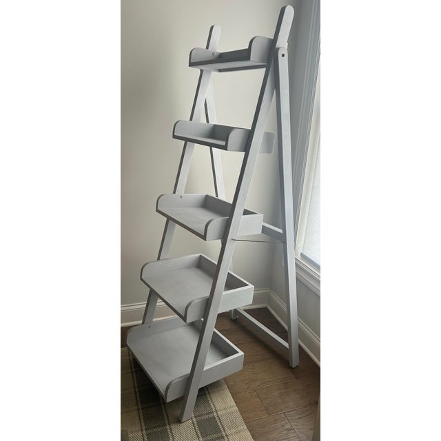 Vintage Unique and Functional 5 Shelf Distressed Solid Wood Display Ladder For Sale In Atlanta - Image 6 of 6