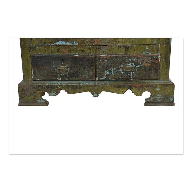 Wood Wooden Cabinet with Green and Blue Patina For Sale - Image 7 of 8