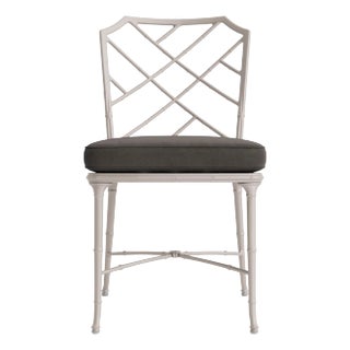 Brown Jordan Calcutta Side Chair, Dove frame with Fusion Charcoal fabric For Sale