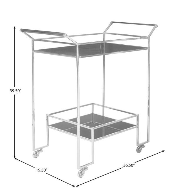 Naya Polished Chrome Bar Cart With Smoke Acrylic Shelves For Sale - Image 18 of 18