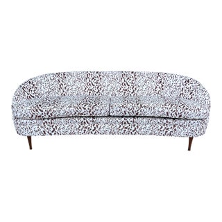 1950s Mid Century Sofa Recovered in Animal Print Fabric For Sale
