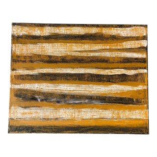 Contemporary Original Painting on Canvas by CL Auker, “Modern Black, Ochre and White” For Sale