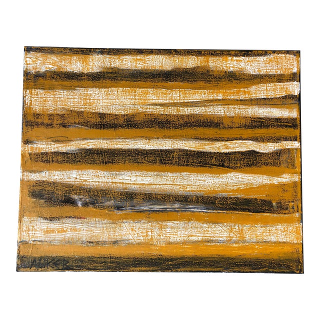 Contemporary Original Painting on Canvas by CL Auker, “Modern Black, Ochre and White” For Sale