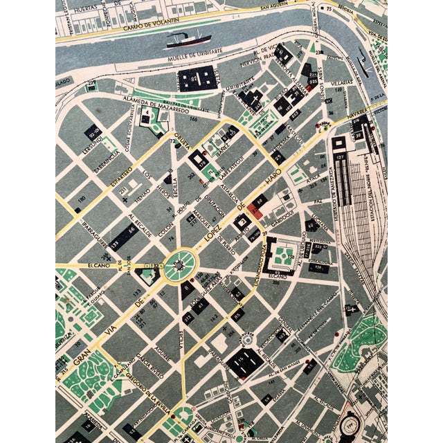 Original 1952 Mid-Century City Plan of Bilbao, Spain ‘Plano De Bilbao’ in Original Chippy Wood Frame For Sale - Image 4 of 11