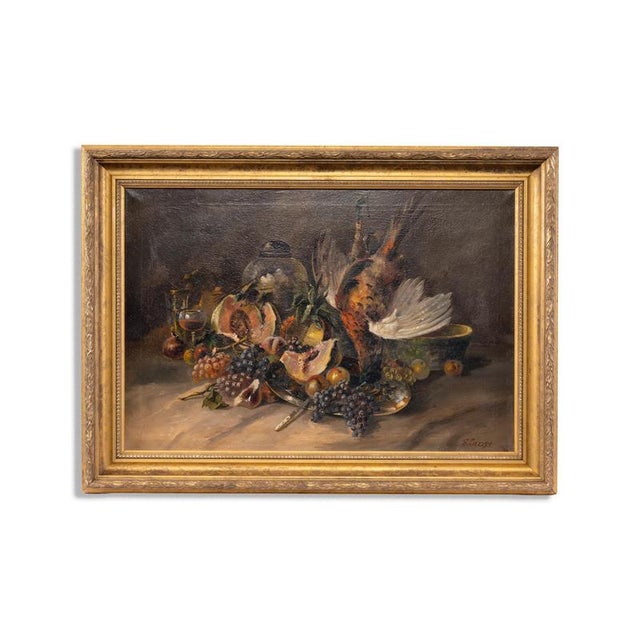Baroque G. Lange, Hunting Still Life with Fruit, Oil on Canvas For Sale - Image 3 of 4