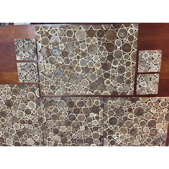 1990s Wood Placemats Tree Rings on Felt Set of 4 Large Mats + 4 Coasters For Sale - Image 4 of 10