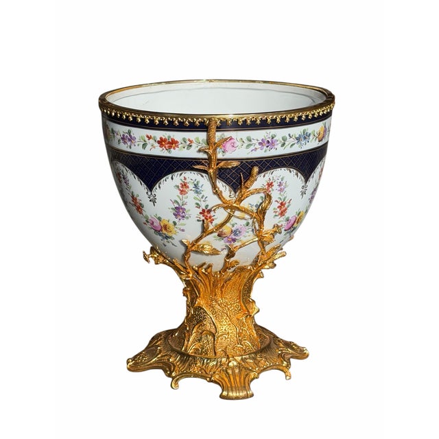 1980s Large 32" French Style Porcelain Egg Jar With Gilt Ormolu Mounts For Sale - Image 4 of 11