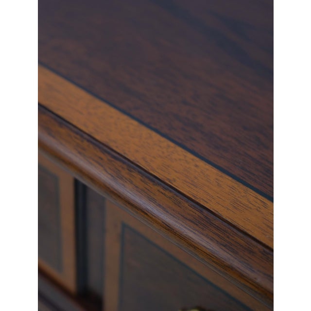 Brown Pair of Stickley Mahogany Inlaid 4 Drawer Nightstands For Sale - Image 8 of 18