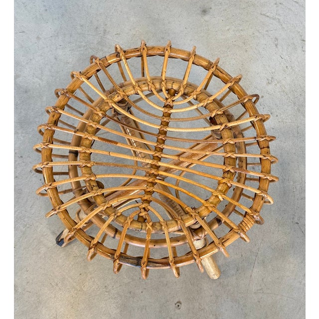 Vintage Rattan and Bamboo Stools, 1970s, Set of 2 For Sale - Image 6 of 7