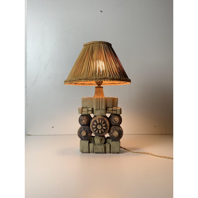 Beige Mid-Century Modern Brutalist Ceramic Table Lamp by Bernard Rooke, 1970s For Sale - Image 8 of 17
