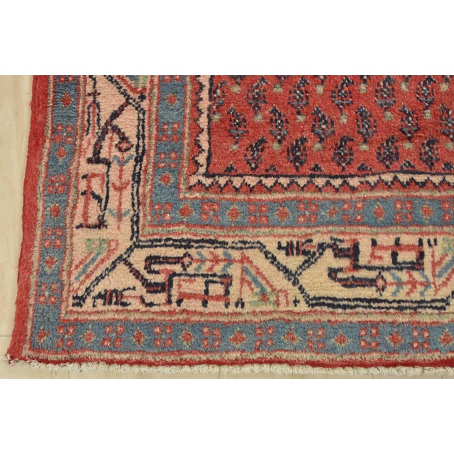 Mir Runner 3’7” X 10’4” Red Wool Vintage Tribal Hand-Knotted Oriental Rug For Sale - Image 11 of 14