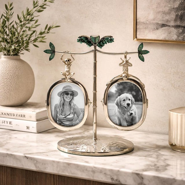 A whimsical and highly collectible vintage picture frame designed and manufactured in Taxco, Mexico by Emilia Castillo,...