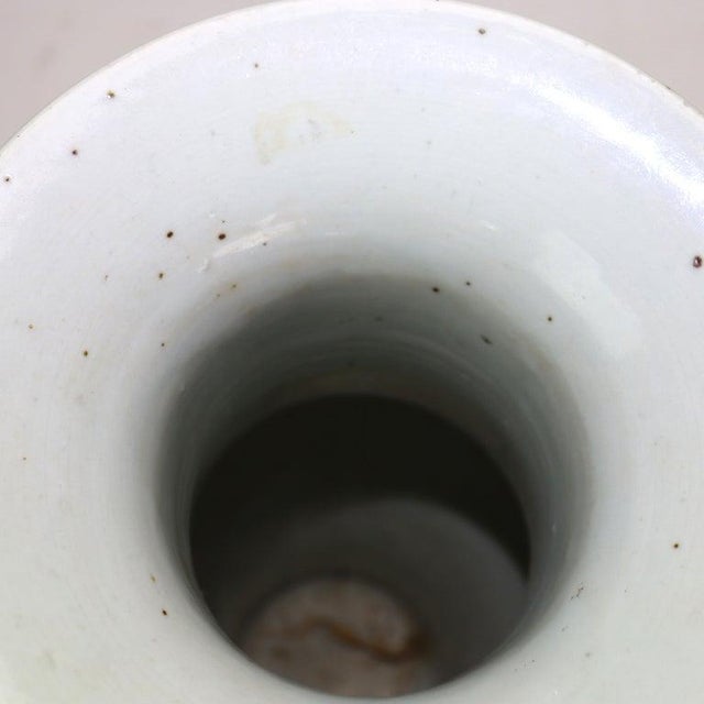 Chinese Blue & White Porcelain Vase With Carved Wooden Base Signed 20thC For Sale - Image 10 of 10