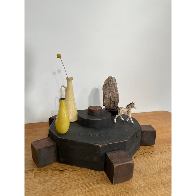 Early 20th Century Large Industrial Wooden Factory Mold With Blackened Patina For Sale - Image 4 of 10