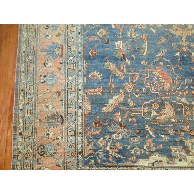 Light Blue Terracotta 20th Century Room Size Pigeon Motif Persian Malayer Rug For Sale In New York - Image 6 of 6