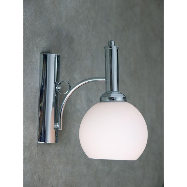 Metal Vintage Italian Chrome and Opaline Wall Lamp, 1970s For Sale - Image 7 of 8