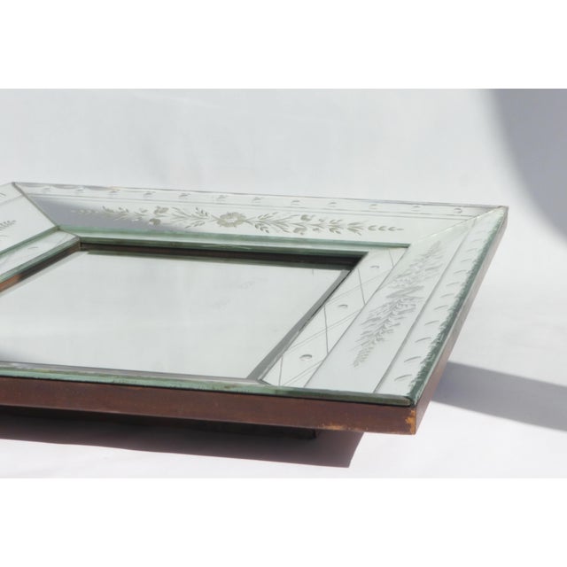 Large Vintage Venetian Rectangular Ornate Wall Mirror with Beveled Glass, Italy, 1920s For Sale - Image 6 of 13
